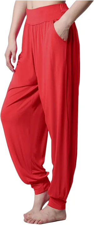 Womens Harem Pants Cozy Wide Leg Yoga Pants High Waisted Lounge Pants Casual Workout Jogger Pants with Pocket