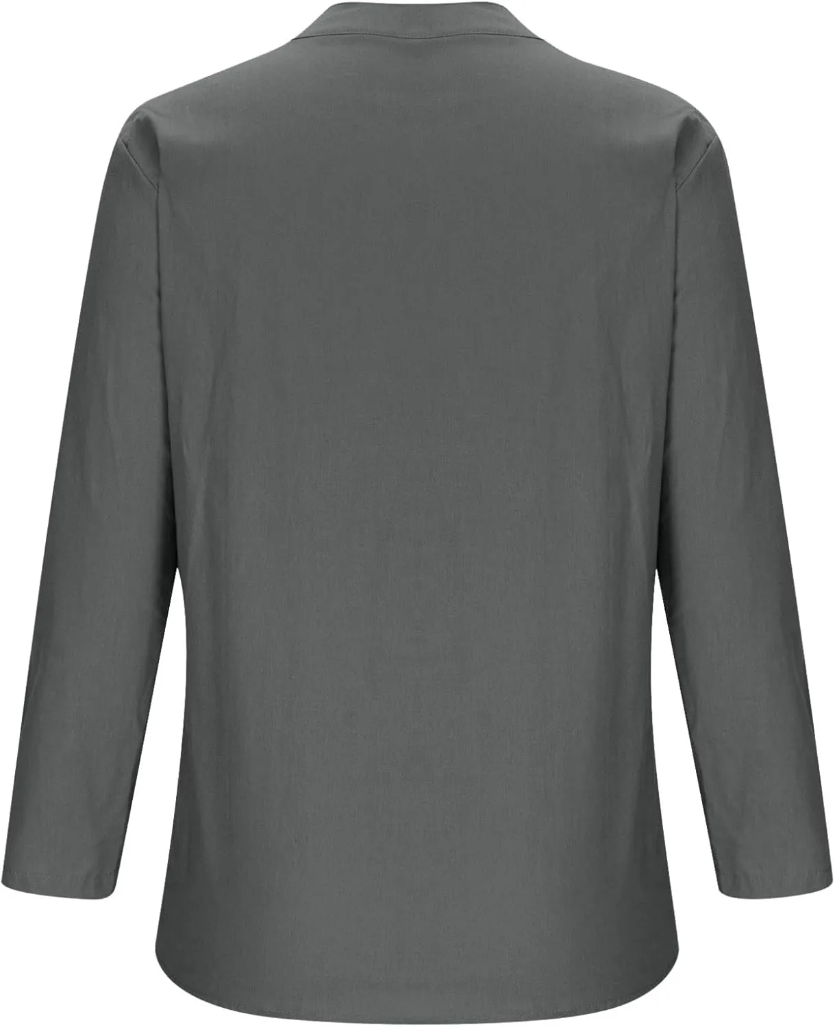 Women's Linen Shirts V-Neck Button Blouses Lapel Collar 2025 Summer Tee Shirts Long Sleeve Loose Fit T-Shirt