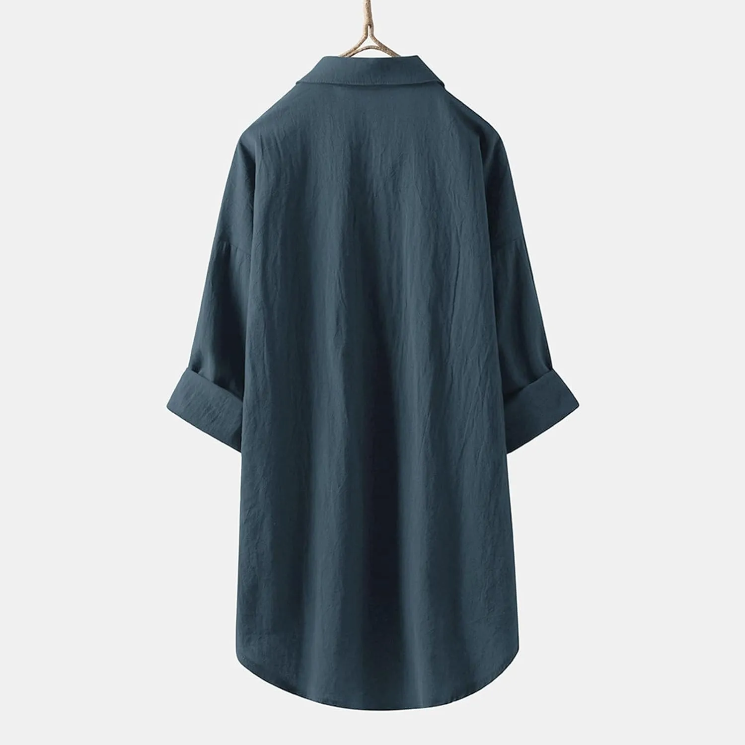 Womens Linen Shirts V Neck Buttons Blouses Solid Color Oversized Tops Short Sleeve Loose Fit Tunic Top