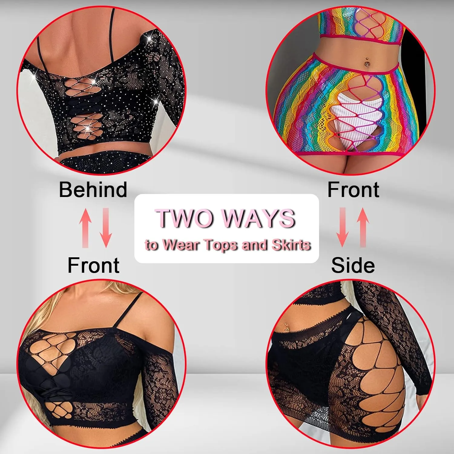 Womens Lingerie Set Naughty Lace Fishnet BabyDoll Bodysuit Nightwear Teddy 2 Piece Suits