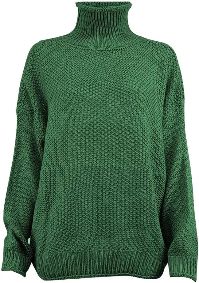 Womens Oversized Turtleneck Pullover Sweater 2024 Winter Fall Fashion Solid Color Loose Chunky Knit Tunic Jumper Tops