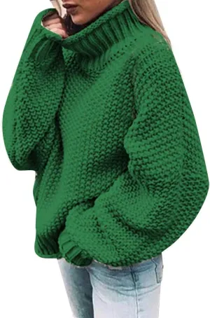 Womens Oversized Turtleneck Pullover Sweater 2024 Winter Fall Fashion Solid Color Loose Chunky Knit Tunic Jumper Tops