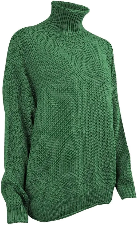 Womens Oversized Turtleneck Pullover Sweater 2024 Winter Fall Fashion Solid Color Loose Chunky Knit Tunic Jumper Tops