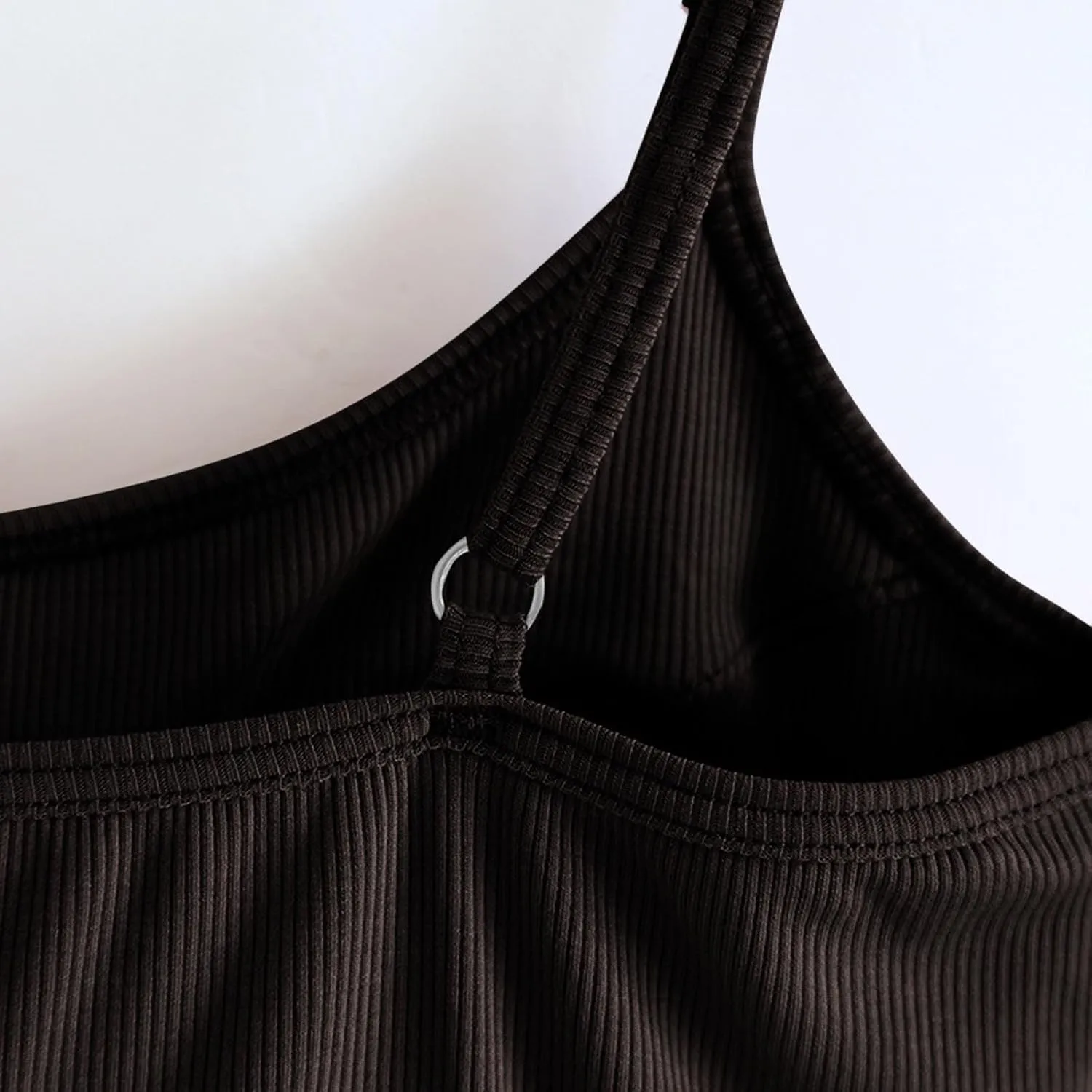 Womens Short Camisole with Built in Bra Modal Crop Tops Adjustable Spaghetti Strap Tank Tops