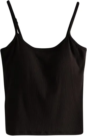 Womens Short Camisole with Built in Bra Modal Crop Tops Adjustable Spaghetti Strap Tank Tops