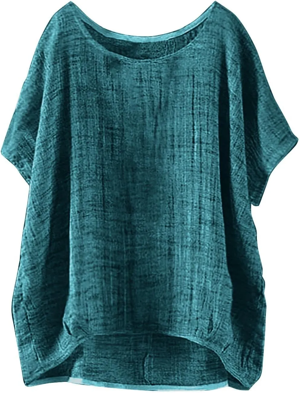 Women's Summer Cotton Linen Boho Floral Short Sleeve Tunic Tops Casual Comfy Womens Tops Oversized Business