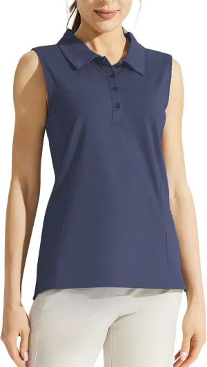 Women's Summer Solid Color Button T Shirt Stand Up Collar Sleeveless Casual Sports Top Tennis T Loose Casual T Shirt