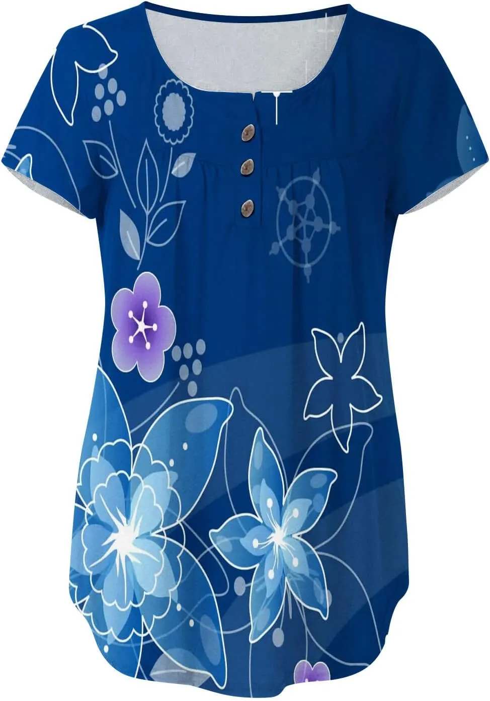 Womens Summer Tops Dressy Casual Short Sleeve V Neck T Shirts Trendy Cute Tees Loose Soft Floral Boho Tunic Blouses