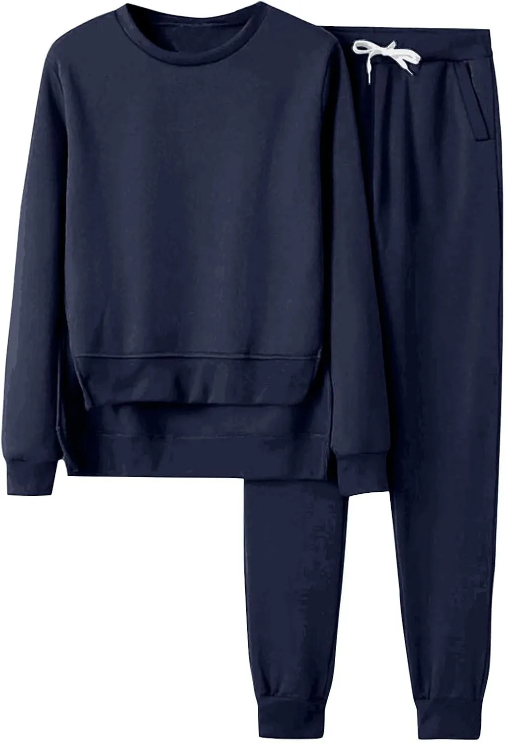 Womens Sweatsuits 2 Piece Set Fleece Lined Lounge Sets High Low Side Split Sweatshirt Joggers with Pockets