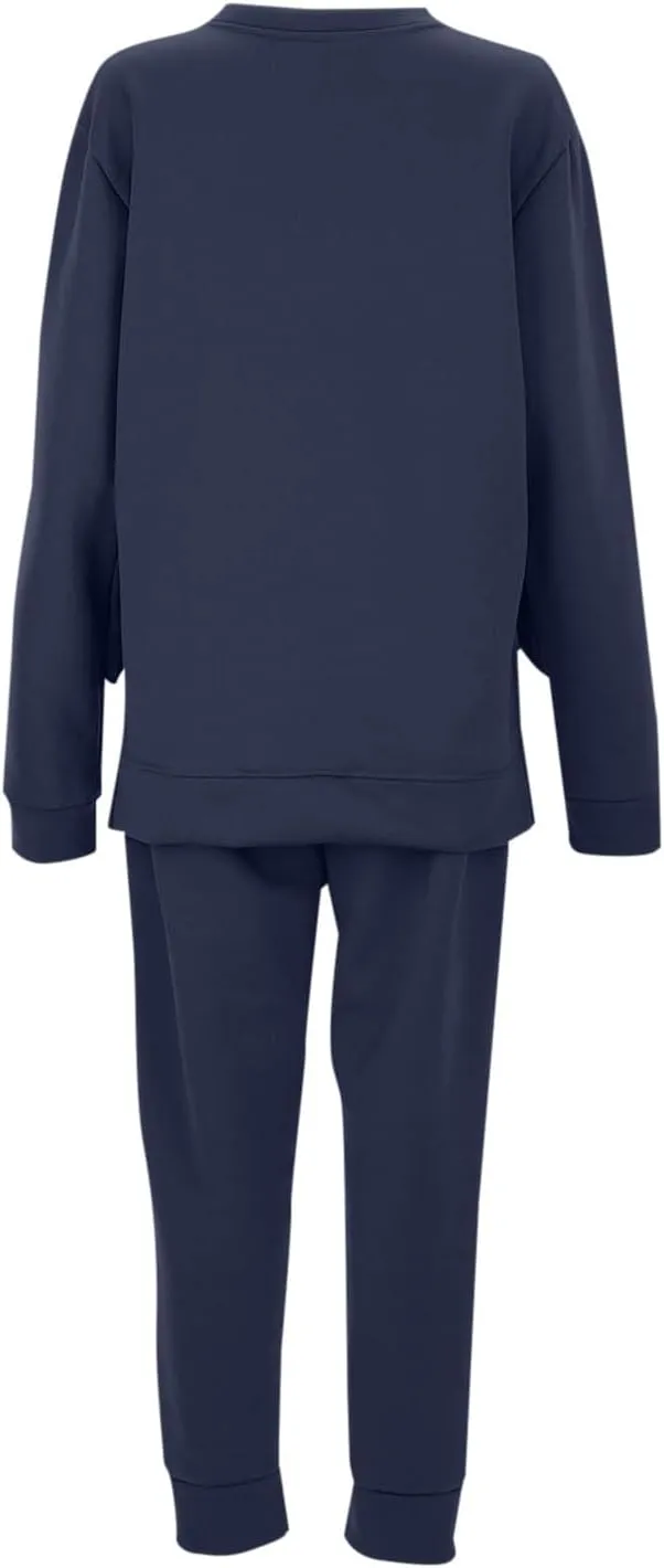 Womens Sweatsuits 2 Piece Set Fleece Lined Lounge Sets High Low Side Split Sweatshirt Joggers with Pockets