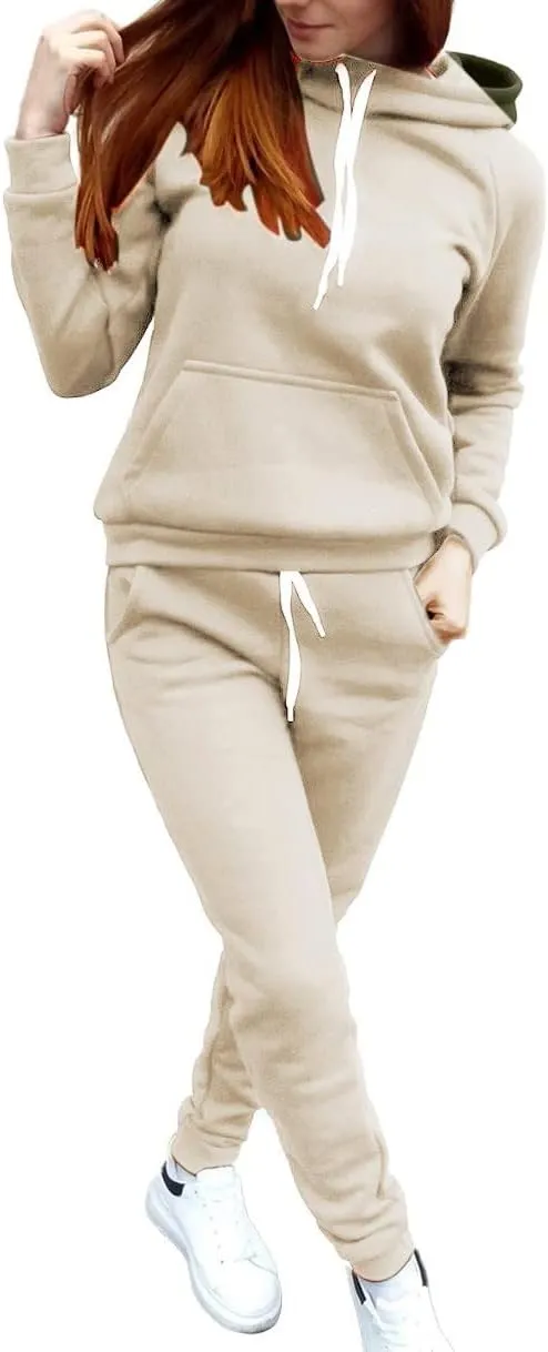 Womens Sweatsuits 2 Piece Sets, Hooded Tracksuits Set Long Sleeve Sweatshirt Jogging Pants Fall Outfits Lounge Sets