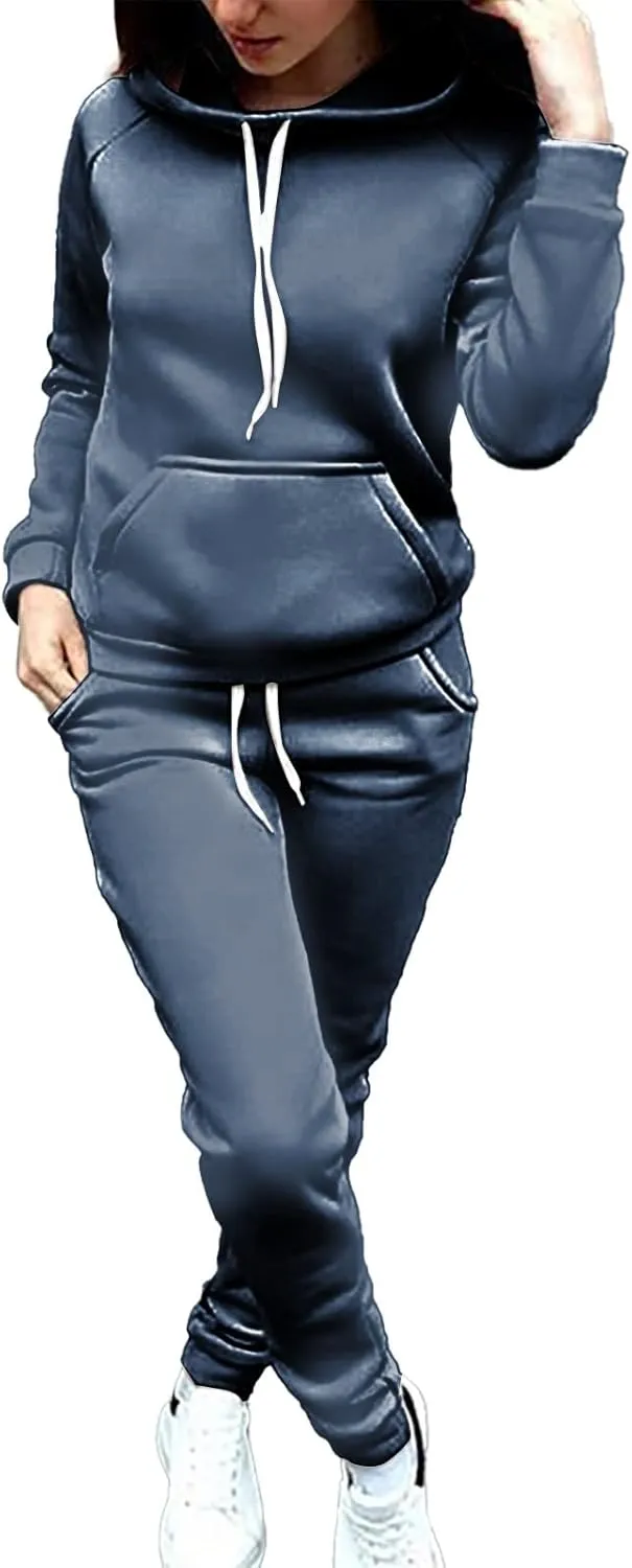 Womens Sweatsuits 2 Piece Sets, Hooded Tracksuits Set Long Sleeve Sweatshirt Jogging Pants Fall Outfits Lounge Sets