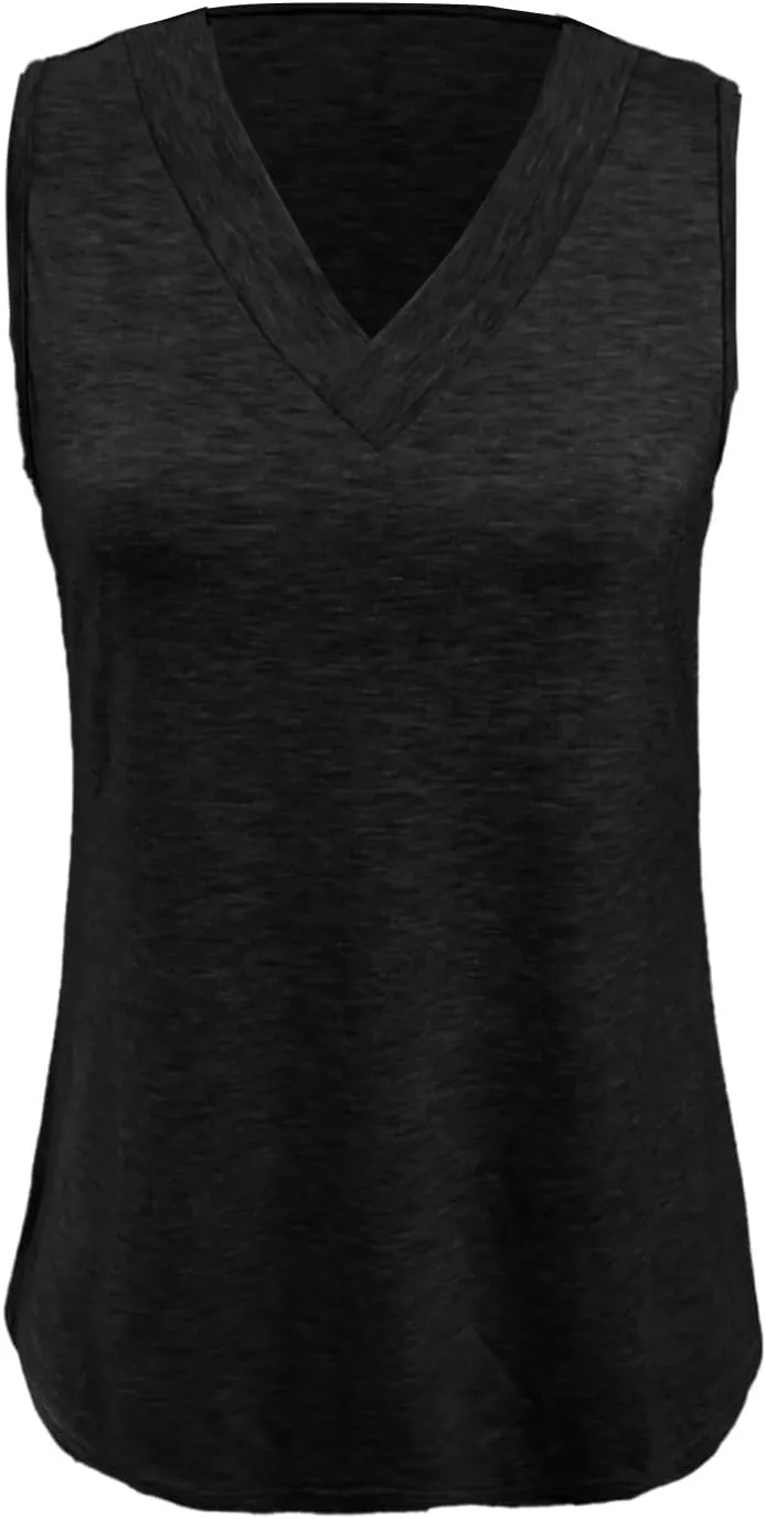 Womens Tank Tops 2025 Sleeveless Summer Vacation Beach Tees Shirts V Neck Basic Shirts