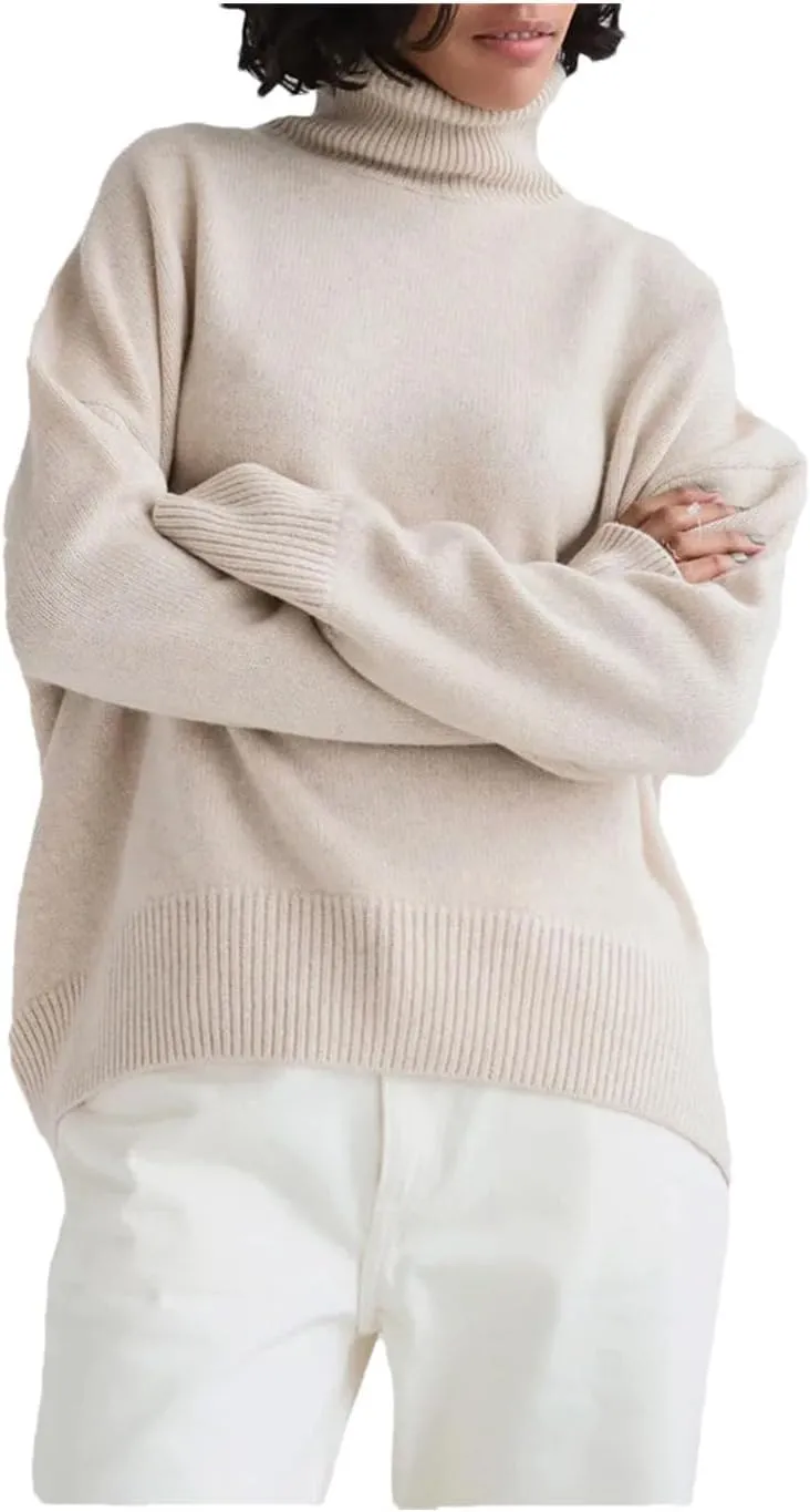 Women's Thick Sweaters Oversize Turtleneck Winter Warm Pullovers Knitted Women Tops
