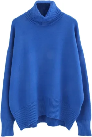Women's Thick Sweaters Oversize Turtleneck Winter Warm Pullovers Knitted Women Tops