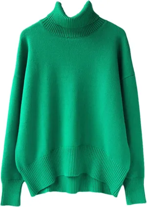 Women's Thick Sweaters Oversize Turtleneck Winter Warm Pullovers