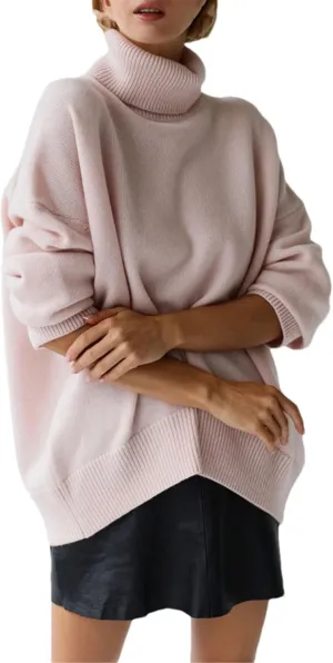 Women's Thick Sweaters Oversize Turtleneck Winter Warm Pullovers