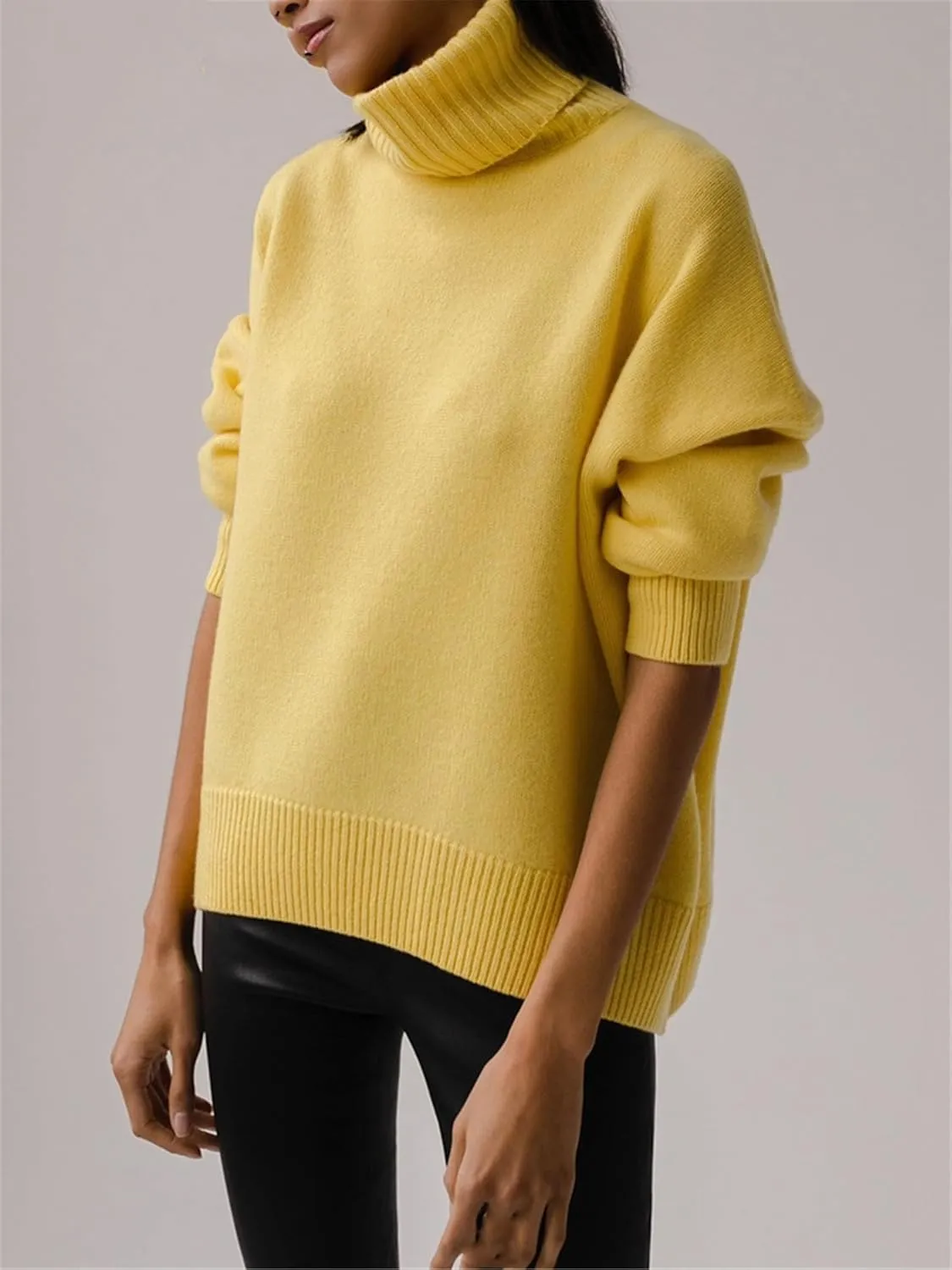 Women's Thick Sweaters Oversize Turtleneck Winter Warm Pullovers