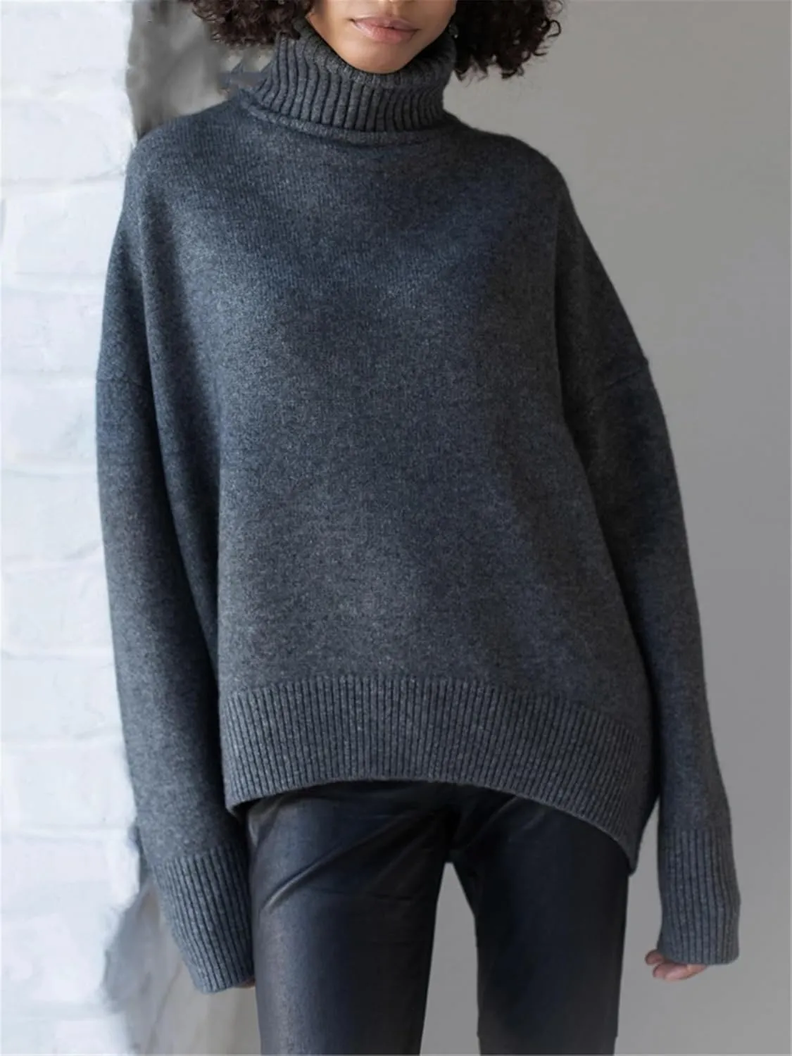 Women's Thick Sweaters Oversize Turtleneck Winter Warm Pullovers