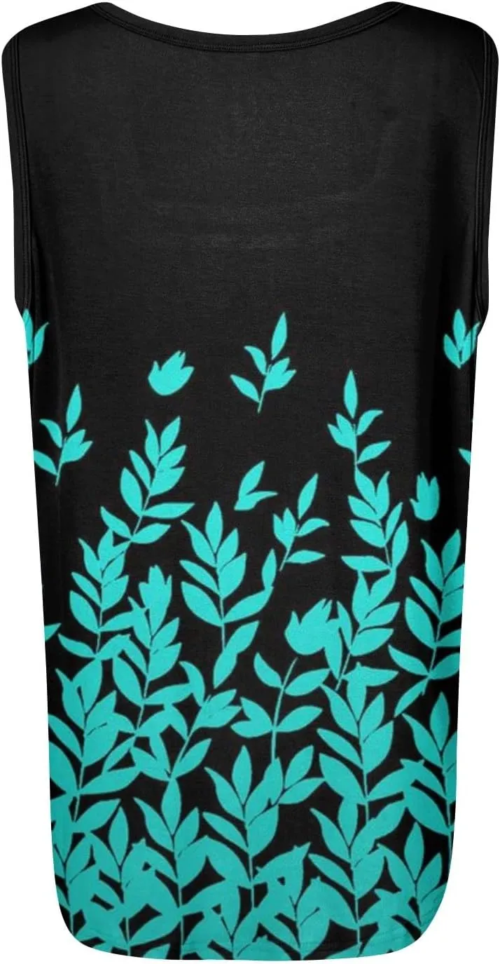 Womens Tops 2025 Square Neck Sleeveless Casual Tunic Tees Trendy Floral Print Loose Soft Comfy Summer Shirts