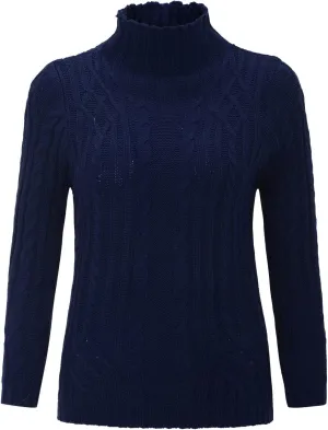 Women's Turtleneck Knit Pullover Long Sleeve Casual Oversized Sweater Tops Womens Fall Tops Ribbed Knit Sweater