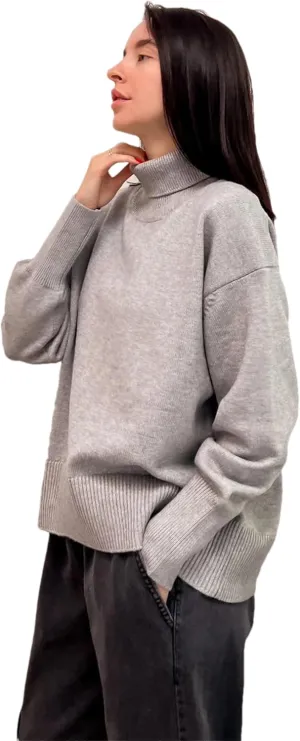 Women's Turtleneck Loose Oversize Sweater Knitted Top Long Sleeve Pullovers Jumpers