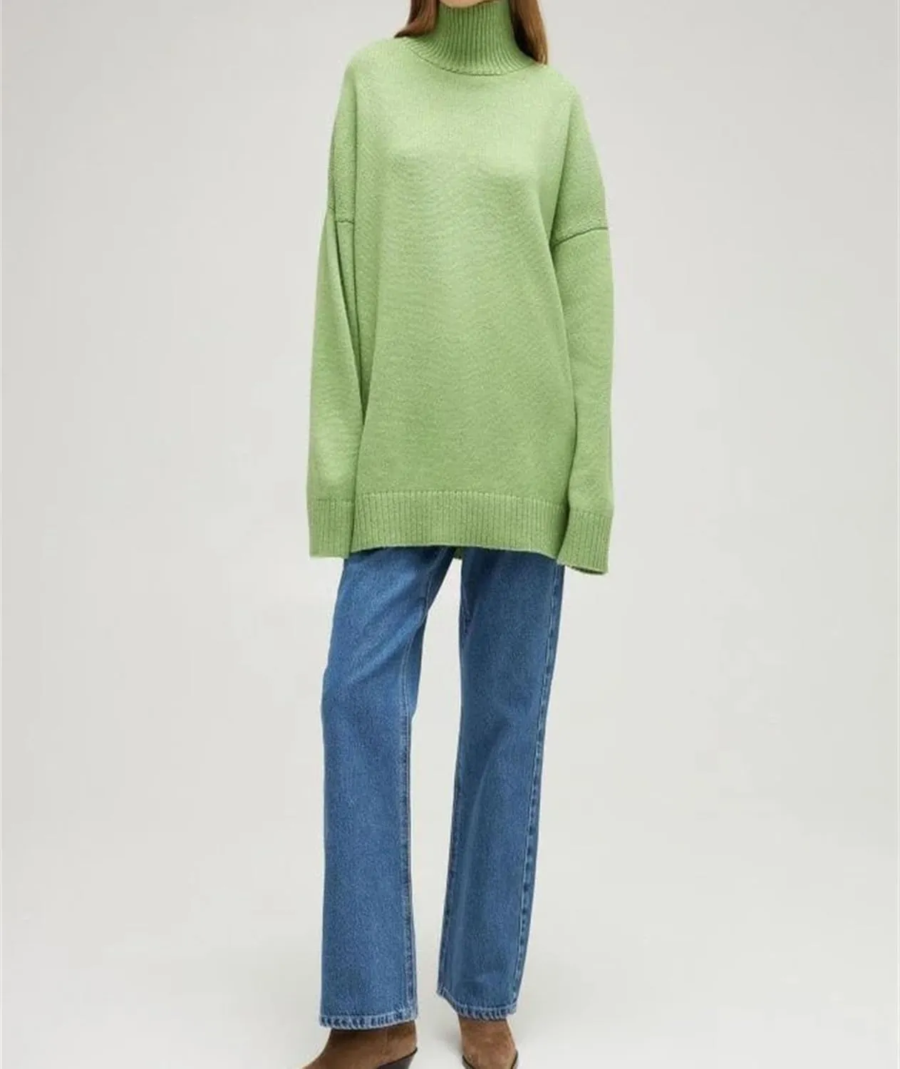 Women's Turtleneck Sweaters Winter Warm Knit Pullovers Long Sleeve Oversized Casual Sweater