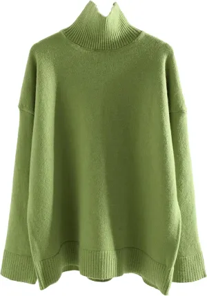 Women's Turtleneck Sweaters Winter Warm Knit Pullovers Long Sleeve Oversized Casual Sweater