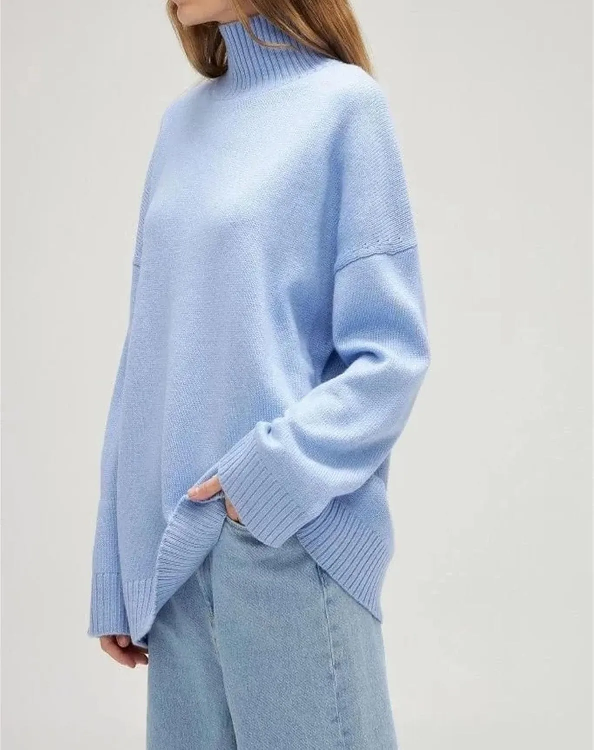 Women's Turtleneck Sweaters Winter Warm Knit Pullovers Long Sleeve Oversized Casual Sweater