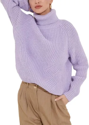 Women's Turtlenecks Pullovers Knitted Sweater Winter Soft Thick Oversize Long Sleeve Top