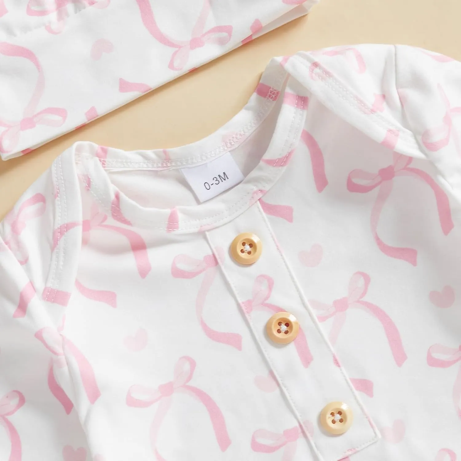 woshilaocai 2 Pack Baby Boy Girl Gown Sleeper Newborn Knotted Nightgown and Hat Set Infant Sleepwear