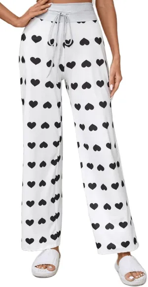 X-Image Women's Comfy Pajamas Drawstring Stretch Floral Print Long Wide Leg Lounge Pants