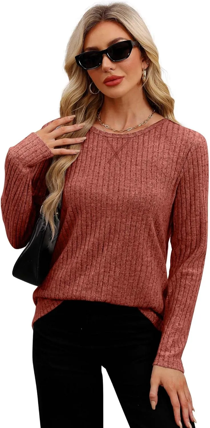 XIEERDUO Long Sleeve Shirts for Women Tunic Tops Casual Fall Tops Lightweight Sweaters 2024