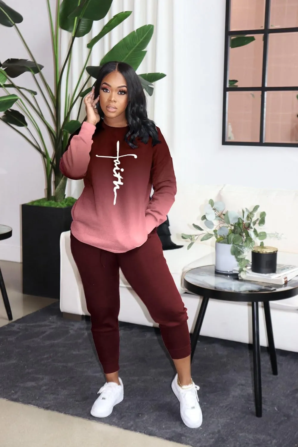 YeGine Womens 2 Piece Outfits Sweatsuits Casual Long Sleeve Jogger Tracksuits Lounge Sets With Pockets