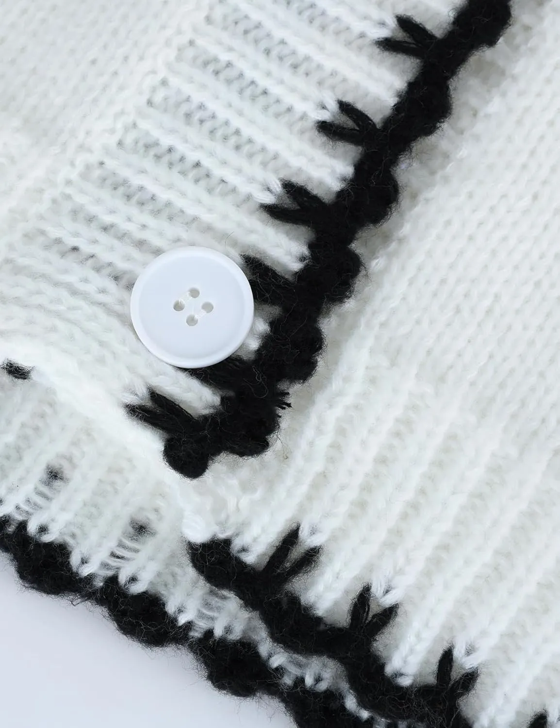 Yimoon Chunky Cardigan Sweater for Women Contrast Stitching V Neck Long Sleeve Button Down Loose Fall Knitted Sweater