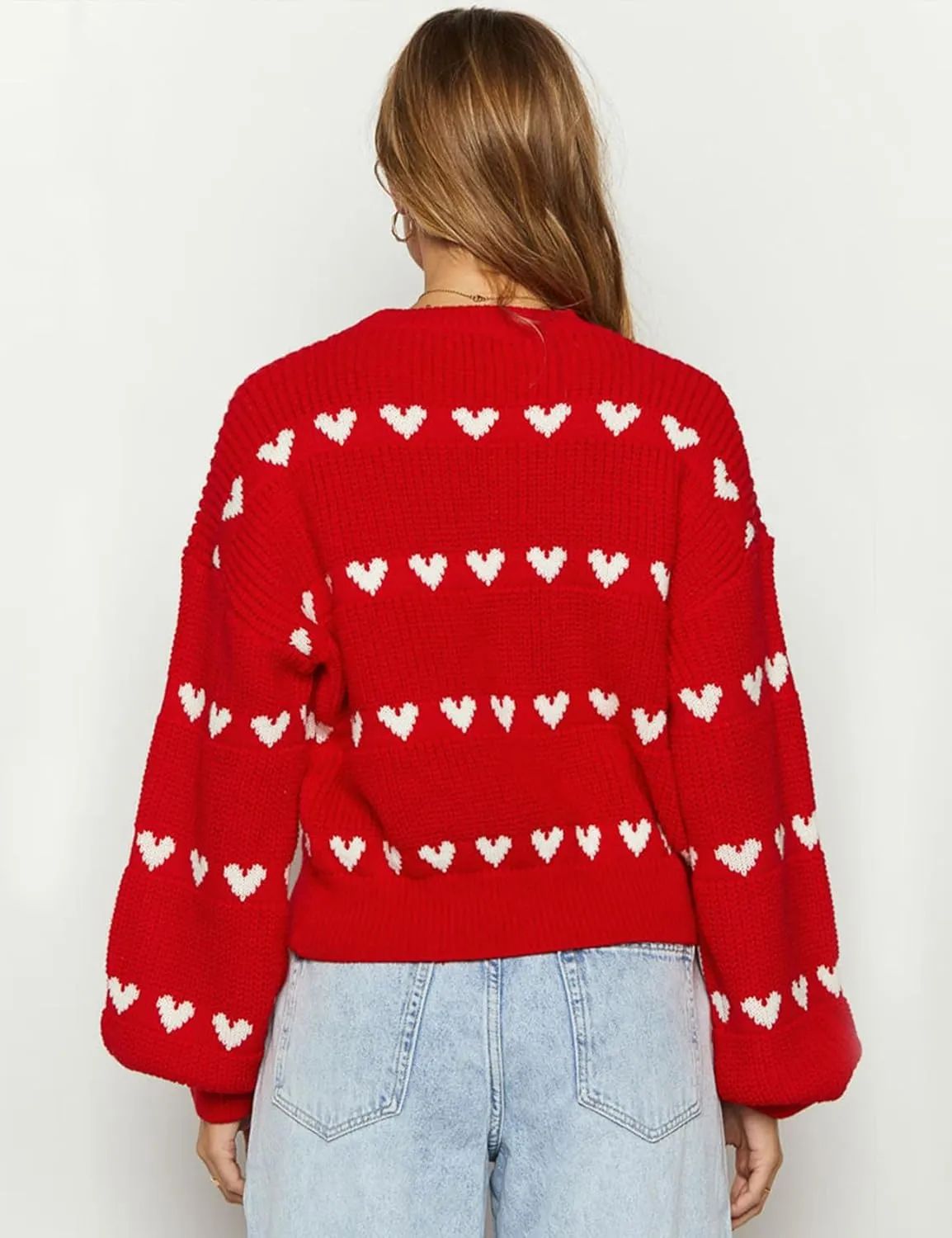 Yimoon Valentine Heart Sweater for Women Cute Long Sleeve Crewneck Chunky Knitted Pullover Sweaters