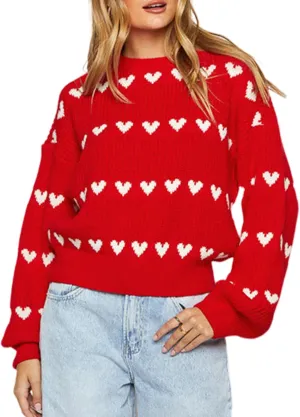 Yimoon Valentine Heart Sweater for Women Cute Long Sleeve Crewneck Chunky Knitted Pullover Sweaters