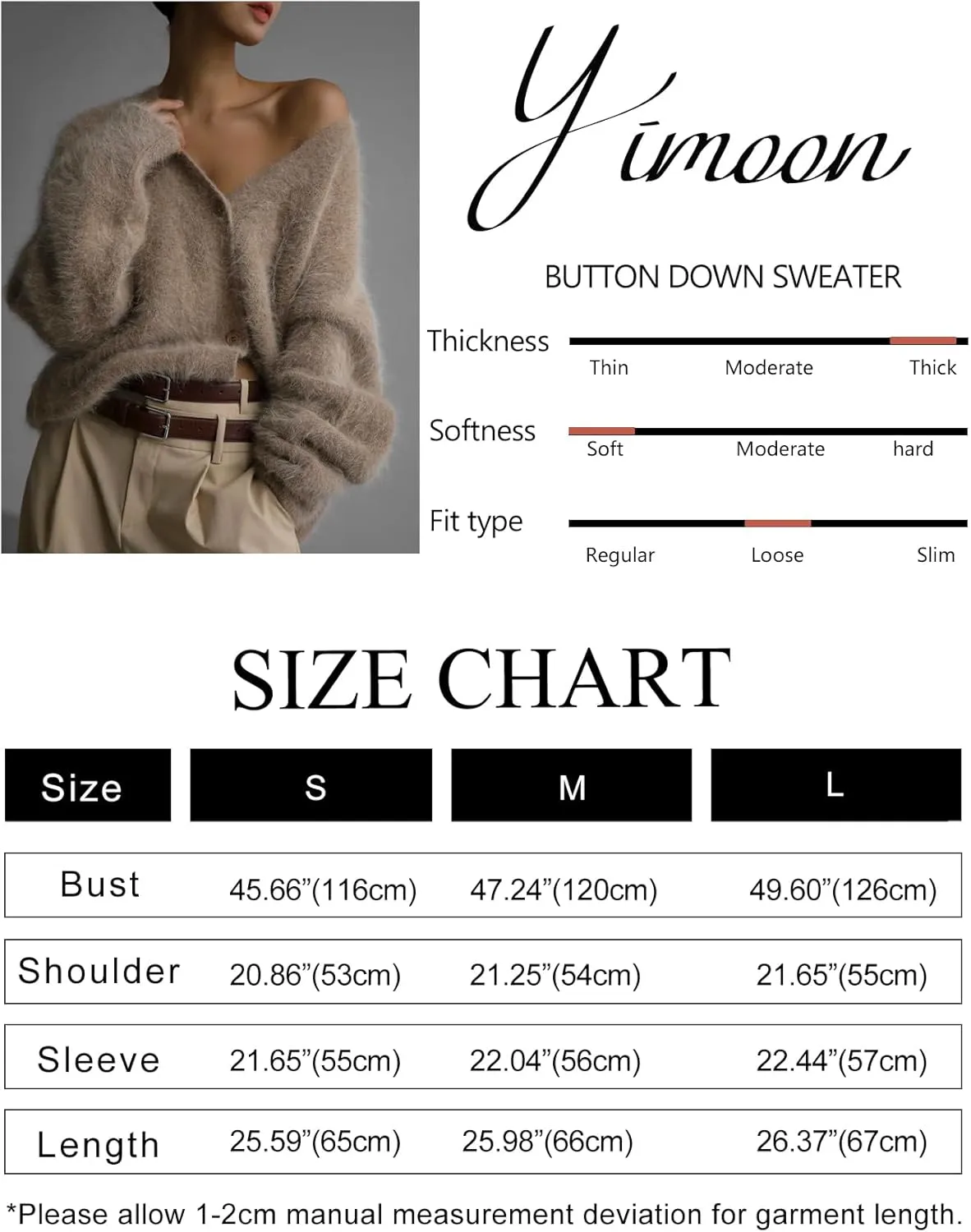 Yimoon Womens Fuzzy Cardigan Sweater V Neck Long Sleeve Button Down Slouchy Furry Knit Sweaters 2024