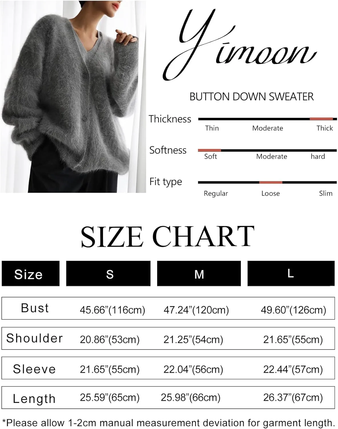 Yimoon Womens Fuzzy Cardigan Sweater V Neck Long Sleeve Button Down Slouchy Furry Knit Sweaters 2024