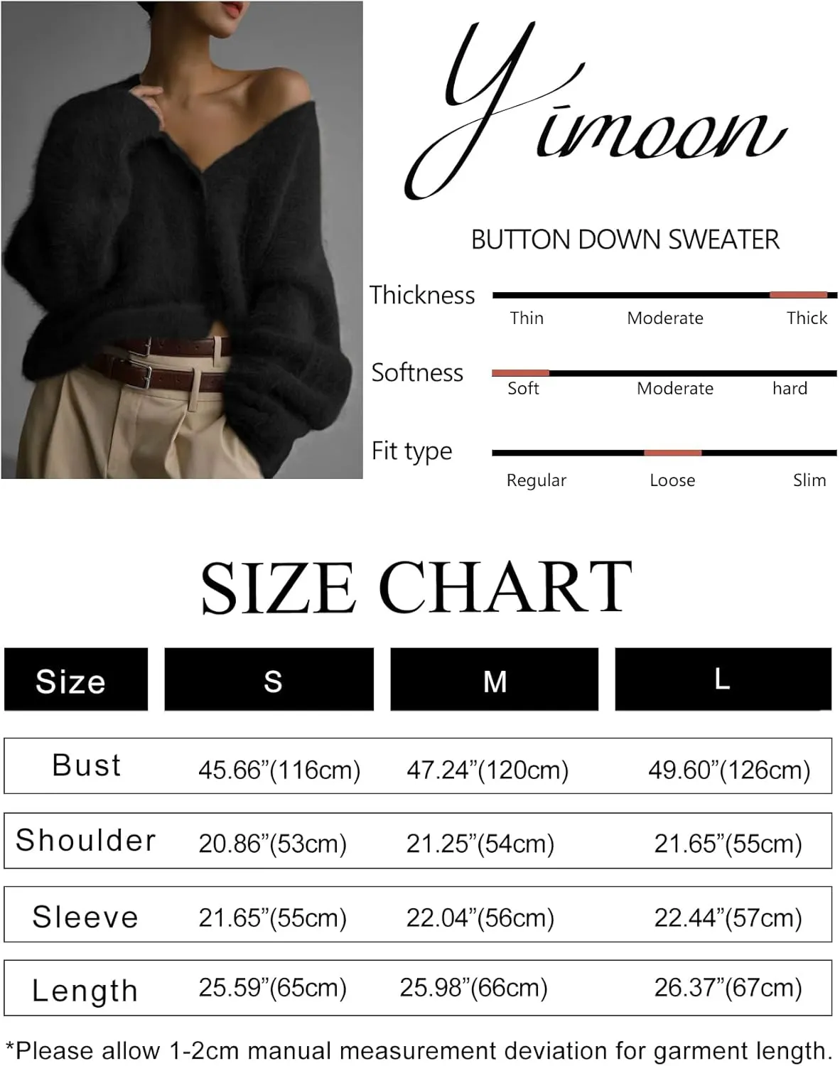 Yimoon Womens Fuzzy Cardigan Sweater V Neck Long Sleeve Button Down Slouchy Furry Knit Sweaters 2024