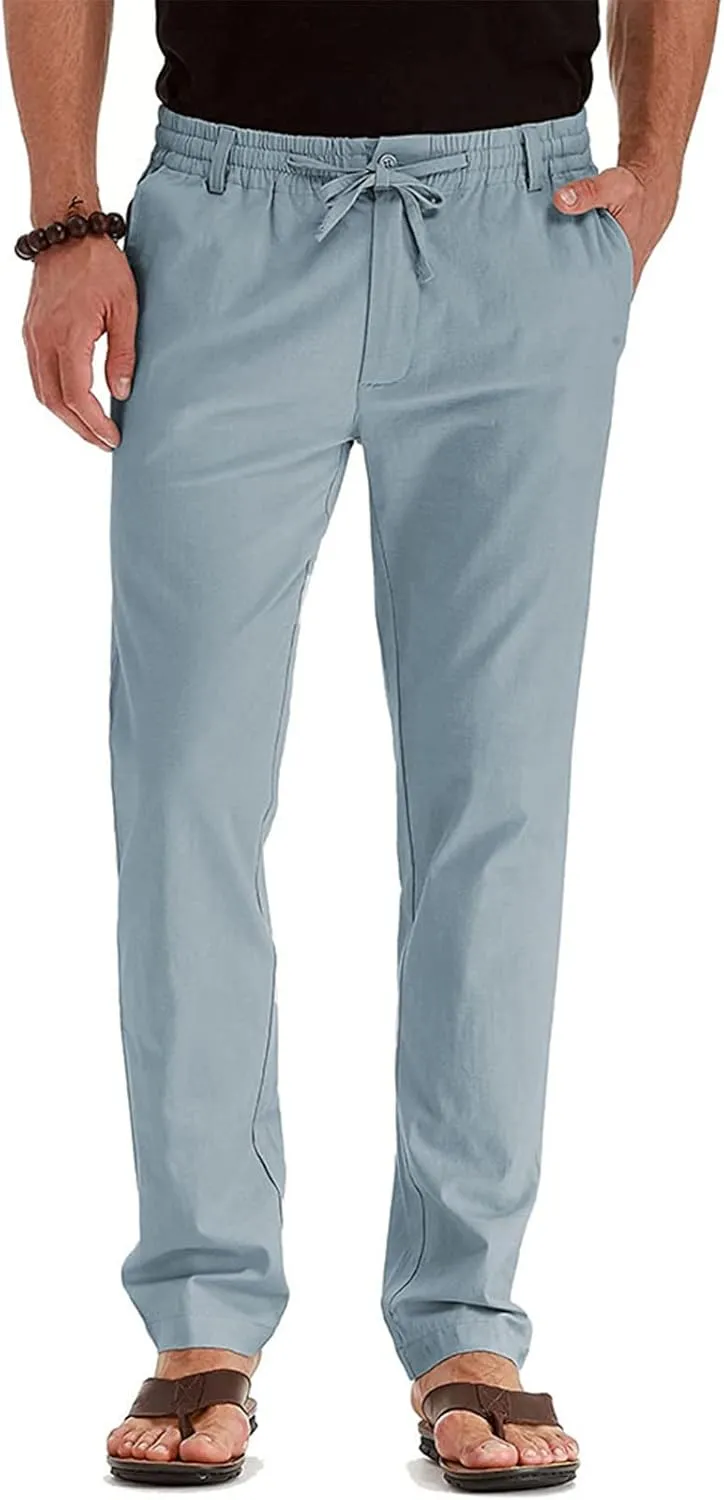 Ymosrh Mens Fashion Joggers Pants Large Elastic Waist Cotton Versatile Solid Color Sweatpants Scrubs Men Set Joggers