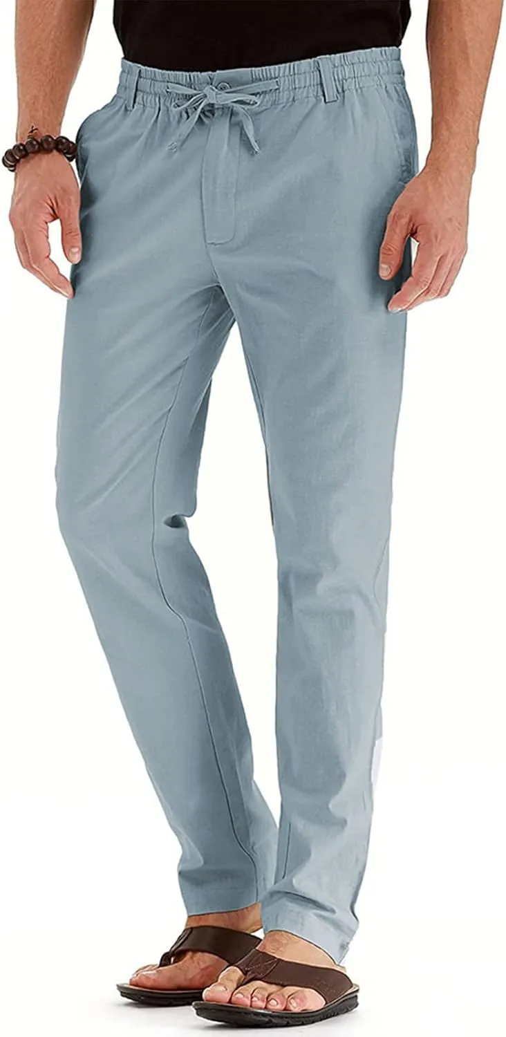 Ymosrh Mens Fashion Joggers Pants Large Elastic Waist Cotton Versatile Solid Color Sweatpants Scrubs Men Set Joggers