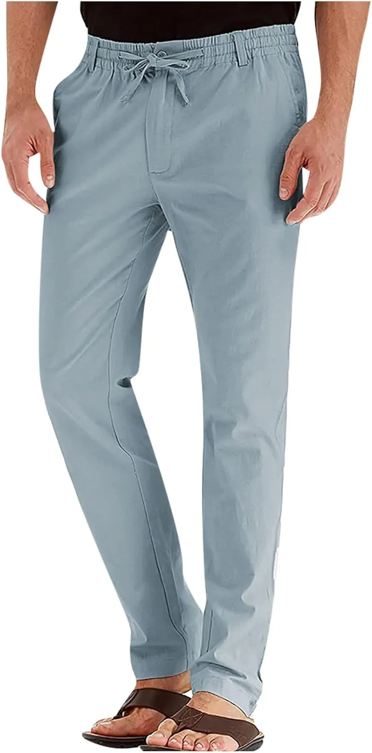 Ymosrh Mens Fashion Joggers Pants Large Elastic Waist Cotton Versatile Solid Color Sweatpants Scrubs Men Set Joggers