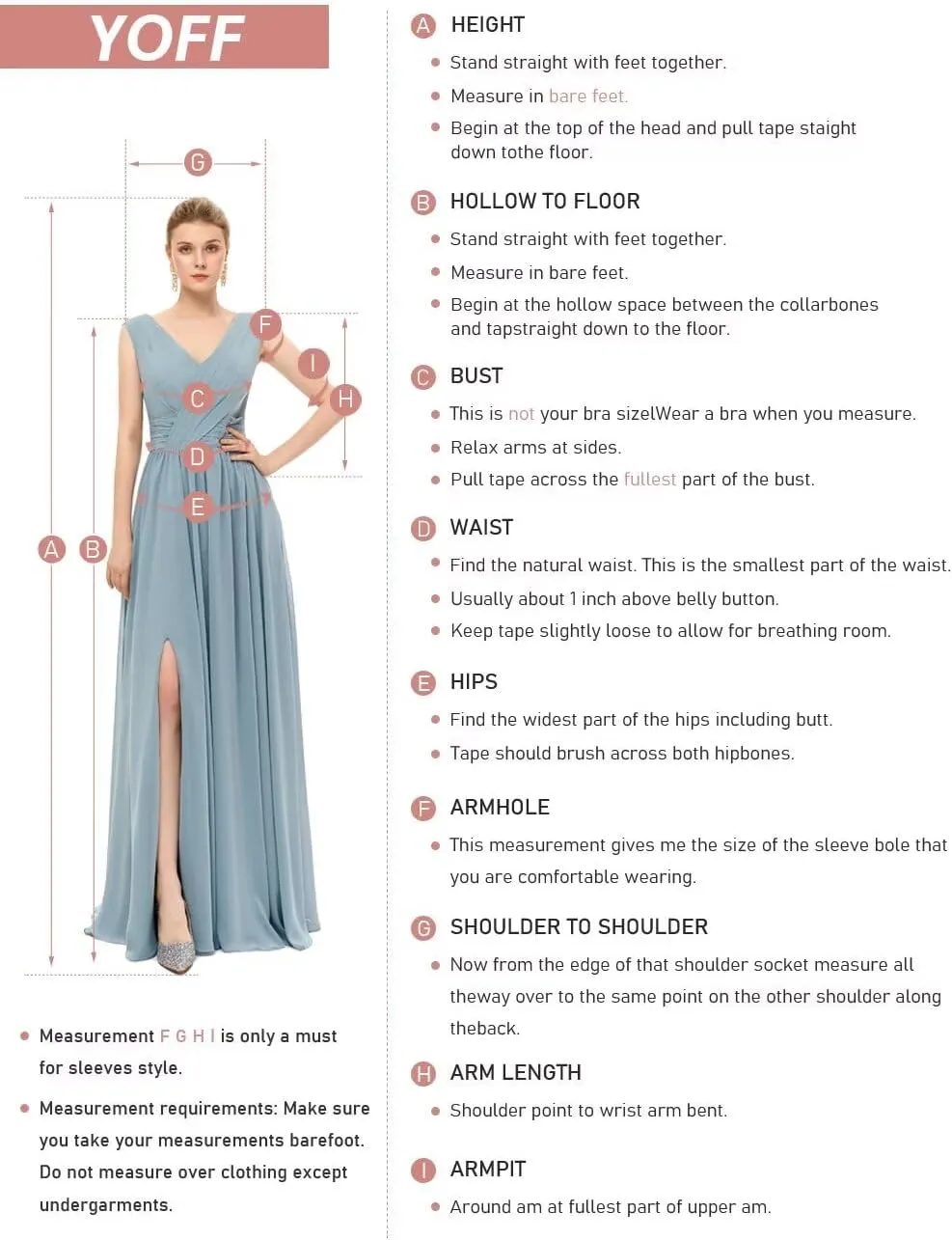 YOFF Scoop Neck Long Sleeve Bridesmaid Dress with Pockets Long A-Line Chiffon Formal Party Dresses with Slit YO148