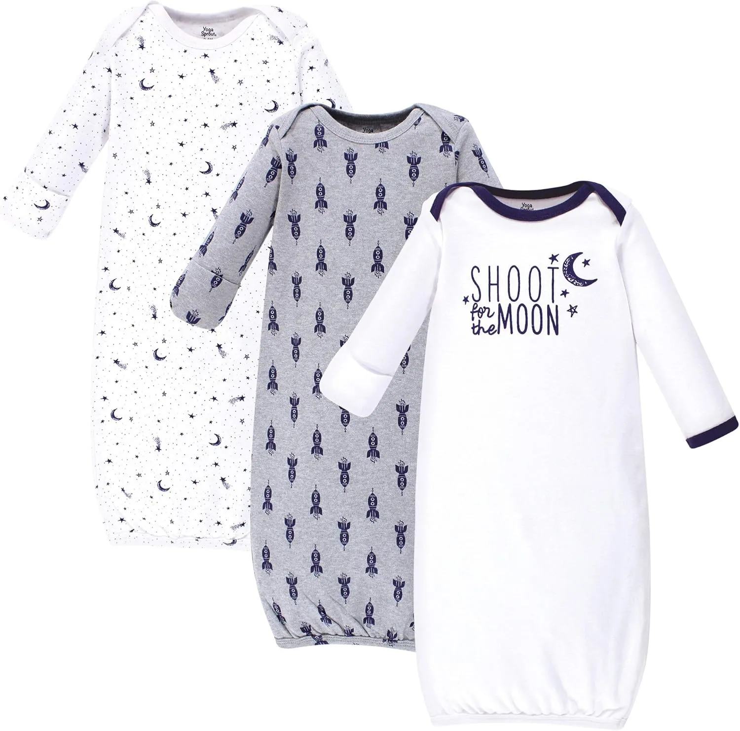 Yoga Sprout Cotton Gowns, 3 Pack