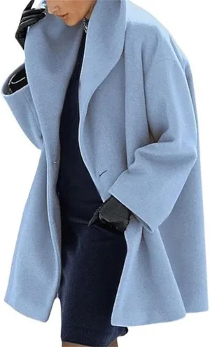 ZWRXW Womens Wool Blend Coat Single Breasted Trench Coat Open Front Shawl Collar Pea Coat Outwear Winter Solid Overcoat