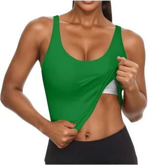 ZYXTIM Built in Bra Tank Tops for Women Sleeveless V Neck Workout Yoga Camis Shirts Cotton Stretch Quick Dry Basic Cami Tops