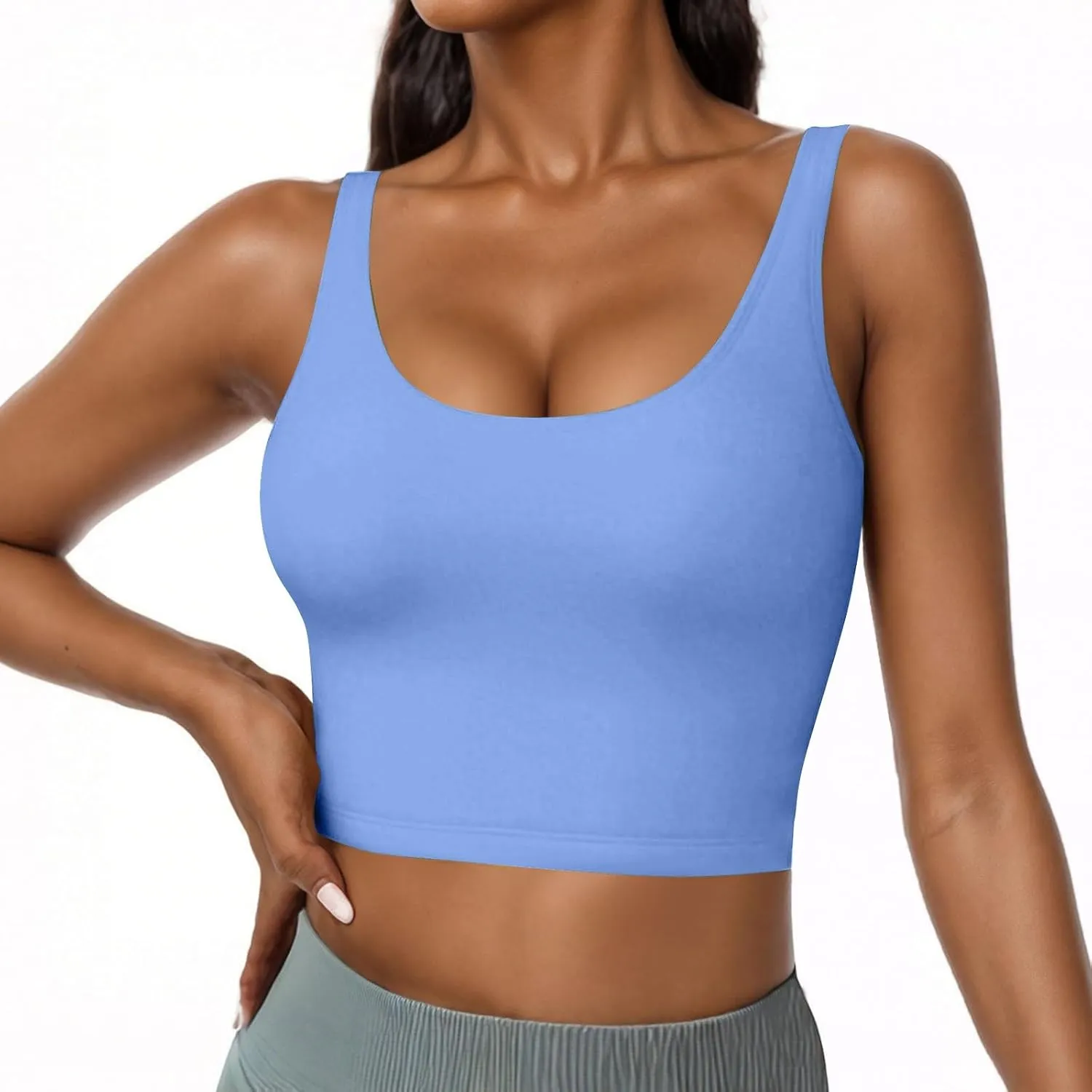 ZYXTIM Built in Bra Tank Tops for Women Sleeveless V Neck Workout Yoga Camis Shirts Cotton Stretch Quick Dry Basic Cami Tops