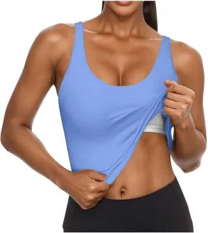 ZYXTIM Built in Bra Tank Tops for Women Sleeveless V Neck Workout Yoga Camis Shirts Cotton Stretch Quick Dry Basic Cami Tops