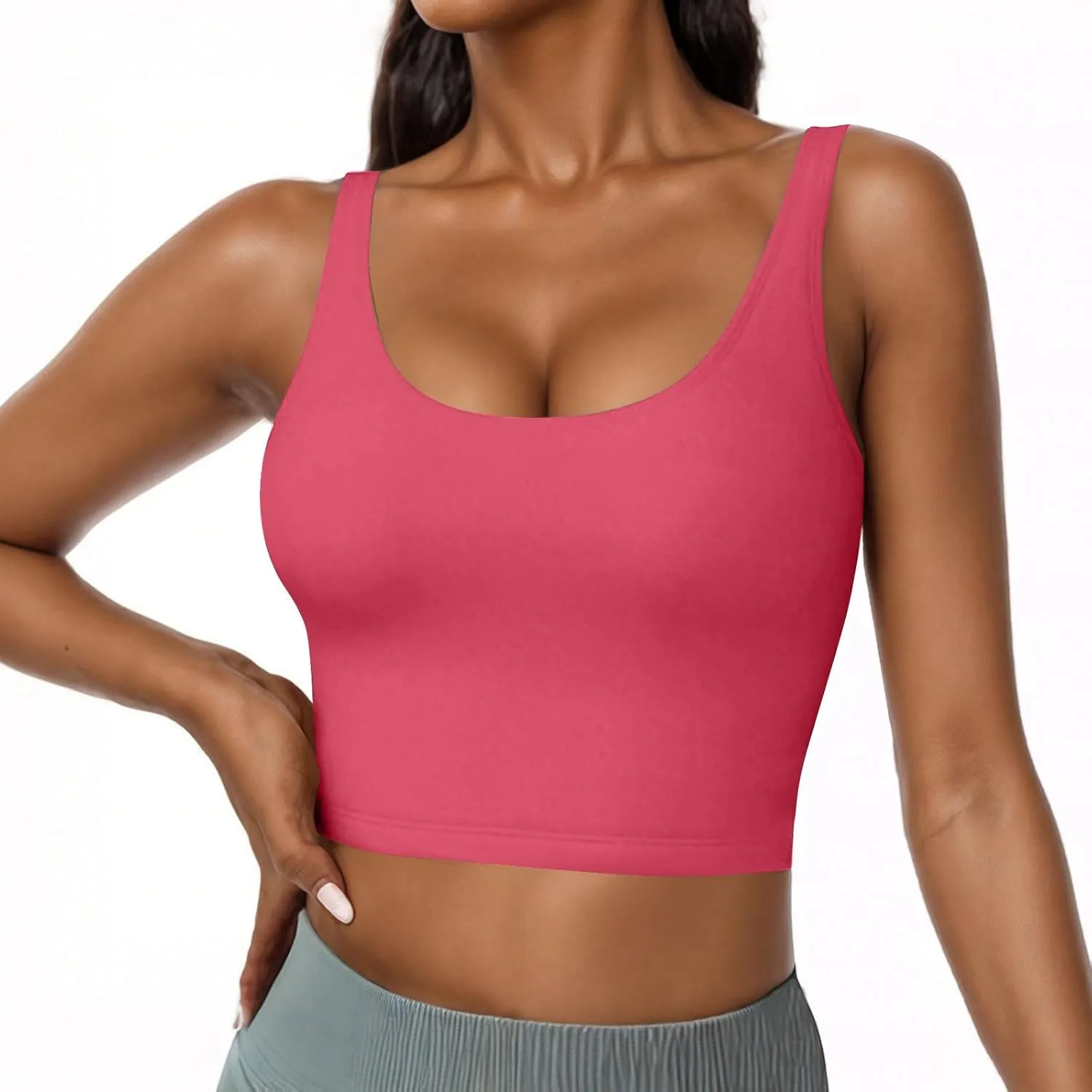 ZYXTIM Built in Bra Tank Tops for Women Sleeveless V Neck Workout Yoga Camis Shirts Cotton Stretch Quick Dry Basic Cami Tops